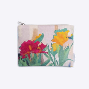 日本製 ポーチ 小物入れ フラットポーチ リネンポーチ | チューリップ|アーティスト フルフォード素馨|国産リネンキャンバス 近江麻 Linen FAVORRIC フェイバリック コスメポーチ カード入
