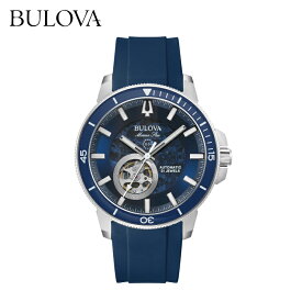 ブローバ 腕時計 メンズ 自動巻き BULOVA Marine Star 96A303 ブローバ マリンスター 自動巻き オートマチック 機械式 メカニカル オープンハート 45mm ラバーベルト 防水 アラビア数字 マリンウォッチ マリンスポーツ 正規品