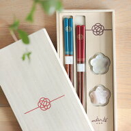 Maturite 梅結び 夫婦箸＆箸置きセット 0059UMB001(結婚祝い 夫婦箸 箸 おしゃれ プレゼント 食洗機対応 …