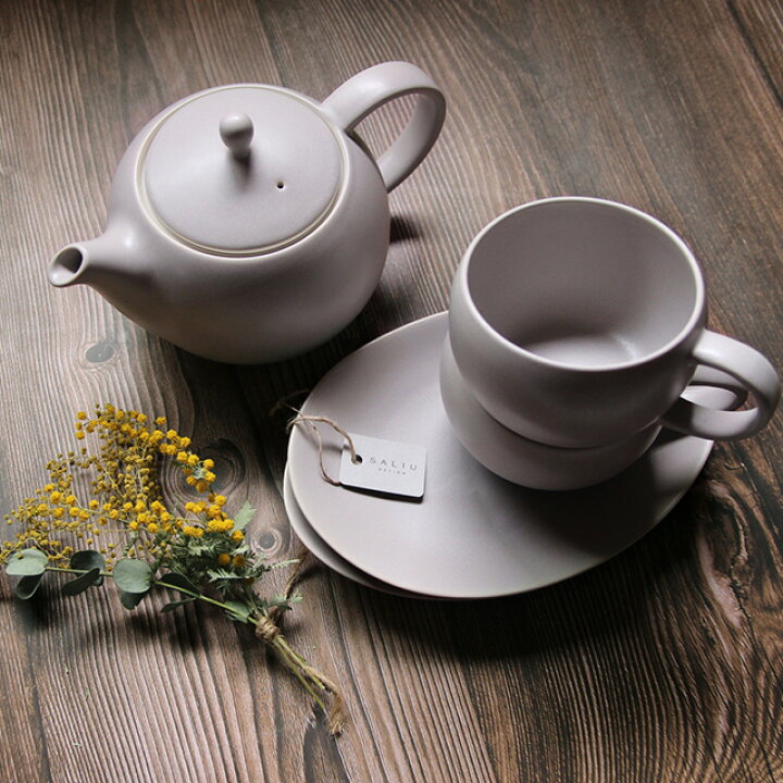市場 Saliu ティーカップ2個 ティーポットセット 結 磁器 ティーポット おしゃれ ポット 日本製 茶こし 330ml マット Yui 急須 紅茶
