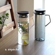 a.depeche noon アデペシュ ヌーン ジャグ(カラフェ ガラス ふた付き 麦茶ポット 耐熱 耐熱ガラス 冷蔵庫…