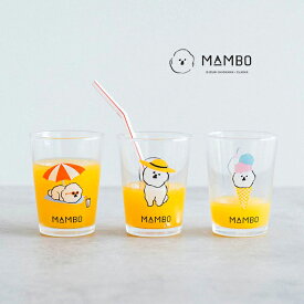 CLASKA クラスカ MAMBO SUMMER GLASS(ガラス コップ キャラクター 小さい グラス タンブラー 日本製 ガラスコップ 可愛い どうぶつ 日本製 180ml イラスト 犬 わんちゃん マンボ MAMBO おしゃれ 夏 グラスタンブラー ジュース 麦茶 コーヒー 冷茶 食器 ギフト プレゼント)