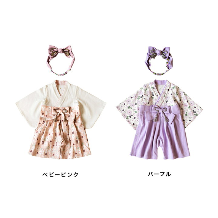 楽天市場】mocmof 袴 ロンパース＆和風リボン ヘアバンドセット(袴 