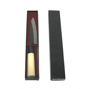 源明利作 小魚万能包丁 鋭次郎 120mm 黒打片刃 水牛桂柄付  624409 202210