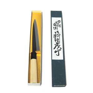 源明利作 小魚万能包丁 鋭次郎 150mm 黒打片刃 水牛桂柄付  624416 202212