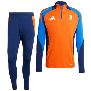 ユベントス 24-25 TIRO24 1/4 ZIPトレーニング トップ長袖&パンツ 上下セット(オレンジ×ネイビー)【adidas/アディダス】【サッカー ウェア ジャージ】(IS5819&IS5796)【店頭受取対応商品】