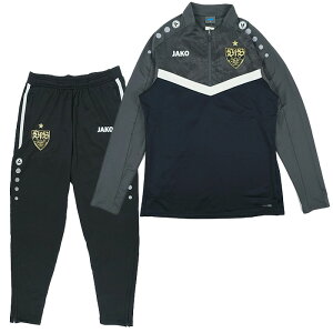 シュトゥットガルト 24-25 CL 1/4 ZIPトレーニング トップ&パンツ 上下セット(グレー×ブラック)【JAKO/ヤコ】【サッカー トレーニングウェア ジャージ】(ST8624I-801&ST8424I-800)【店頭受取対応商品】