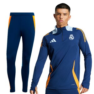 ★SALE★セール★レアルマドリード 24-25 TIRO24 1/4 ZIPトレーニング トップ長袖&パンツ 上下セット(ネイビー)【adidas/アディダス】【サッカー ウェア ジャージ】(JE4205&IT5113)【店頭受取対応商品】