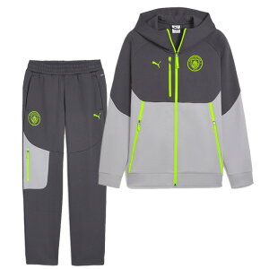 マンチェスターシティ 25-26 PUMATECH フルジップフーディ&パンツ 上下セット(ダークグレー×グレー)【PUMA/プーマ】【サッカー ウェア トレーニング】(782656-18&782657-18)【店頭受取対応商品】