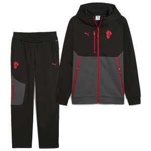 ACミラン 25-26 PUMATECH フルジップフーディ&パンツ 上下セット(ブラック×ブラック)【PUMA/プーマ】【サッカー ウェア トレーニング】(782394-04&782395-04)【店頭受取対応商品】