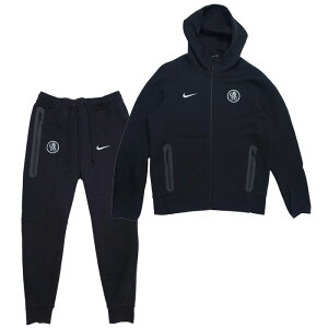 チェルシー 25-26 テックフリース フルジップ フーディー&ジョガーパンツ 上下セット(ブラック)【NIKE/ナイキ】【サッカー TECH PACK パーカー】(HM3676-011&HM3682-010)【店頭受取対応商品】