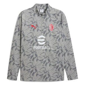 ACミラン 25-26 プレマッチ 1/4ジップトップ(グレー×ホワイト)【PUMA/プーマ】【サッカー サポーター トレーニングウェア プラクティス】(782391-13)【店頭受取対応商品】