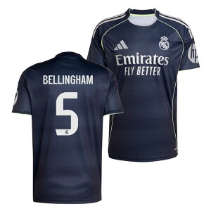 ●レアルマドリード 25-26 アウェイ 半袖 ユニフォーム No.5 ベリンガム【adidas/アディダス】【サッカー ウエア レプリカユニフォーム】(JJ4182/5B)【店頭受取対応商品】【オフィシャルマーク対