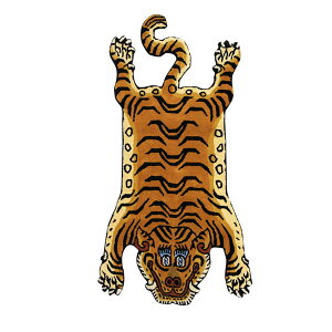 【ポイント10倍】Tibetan Tiger Rug チベタンタイガーラグ【玄関マット アクセントマット とら 虎 チベット絨毯 絨毯 ラグ インダストリアル ヴィンテージ ウールラグ】