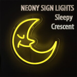 NEONY SIGN LIGHT Sleepy Crescent�y�Ǌ|�����C�g LED�l�I�� �T�C�����C�g �l�I�����C�g �C���e���A���C�g �J�t�F �o�[ �� ���[�� moon�z
