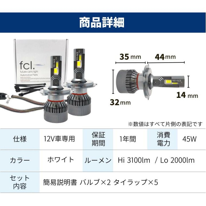 066 H4 LEDヘッドライト バルブ 2個セット Hi Lo 16000LM