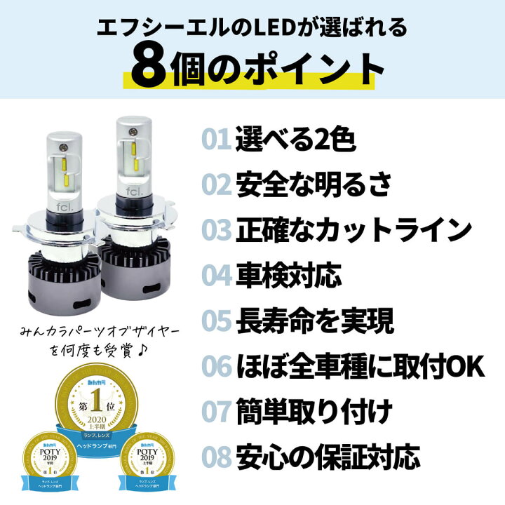 楽天市場 H4 Led ヘッドライト Ledヘッドライト 車検対応 バルブ オススメ 明るい カットライン 電球 色 ホワイト ハイエース パーツ 0系 エブリイ バン ジムニー Jb23 Jb64 プリウス バイク 1年保証 H4 Hi Lo切替ledヘッドライト Fcl エフシーエル エフシーエル Hid