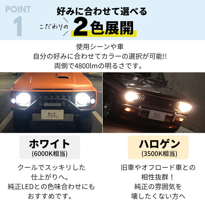 楽天市場 オフクーポン配布中 H4 Led ヘッドライト Ledヘッドライト 車検対応 バルブ オススメ 明るい カットライン 電球 色 ホワイト ハイエース パーツ 0系 エブリイ バン ジムニー Jb23 Jb64 プリウス バイク 1年保証 H4 Hi Lo切替ledヘッドライト Fcl