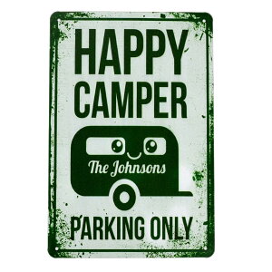 アンティーク風メタルサインボード HAPPY CAMPER(ハッピーキャンパー)【看板 アメリカン雑貨 ガレージ 店舗】