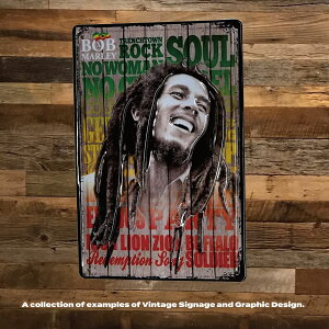 アンティーク風メタルサインボード BOB MARLEY【ROCK 看板 アメリカン雑貨 ガレージ 店舗】