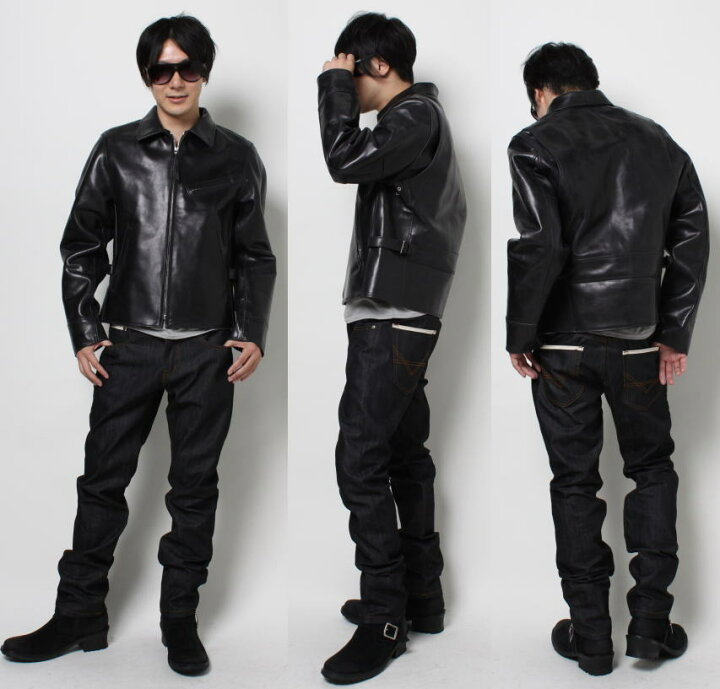 楽天市場】革ジャン メンズ 本革 ホースレザー レザージャケット 