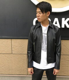 革ジャン レザージャケット 襟付き ライダースジャケット メンズ イタリア産 ラムレザー ブラック XS S M L XL 本革 日本製 ギフト バレンタイン プレゼント 父の日 あす楽 送料無料 3006