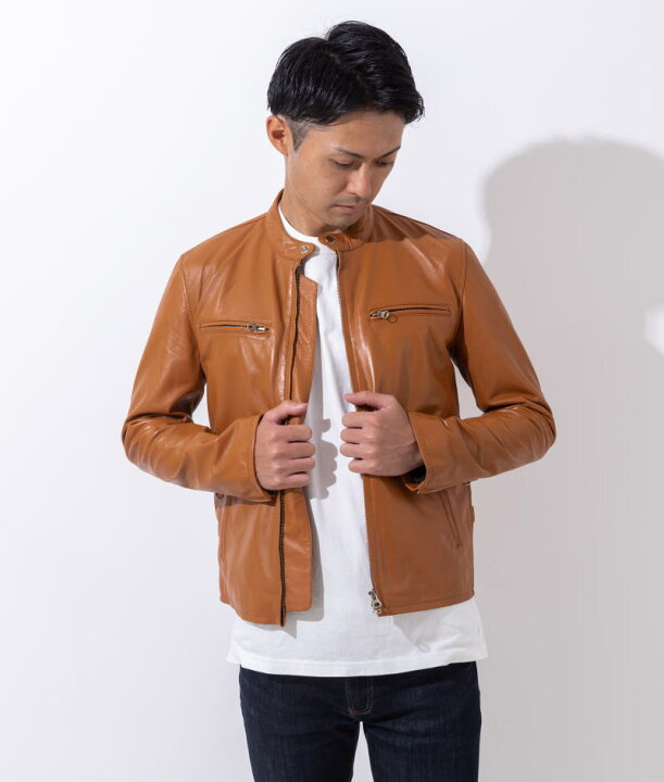 楽天市場】ラムレザー 革ジャン メンズ シングルライダース レザー  