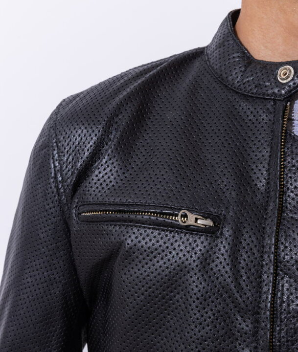 楽天市場】革ジャン メンズ メッシュレザー パンチング シングル  