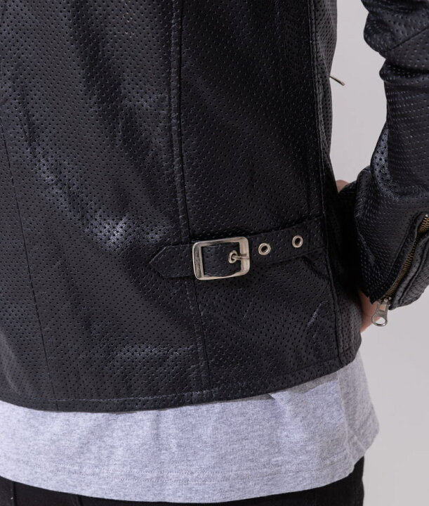 楽天市場】革ジャン メンズ メッシュレザー パンチング シングル  