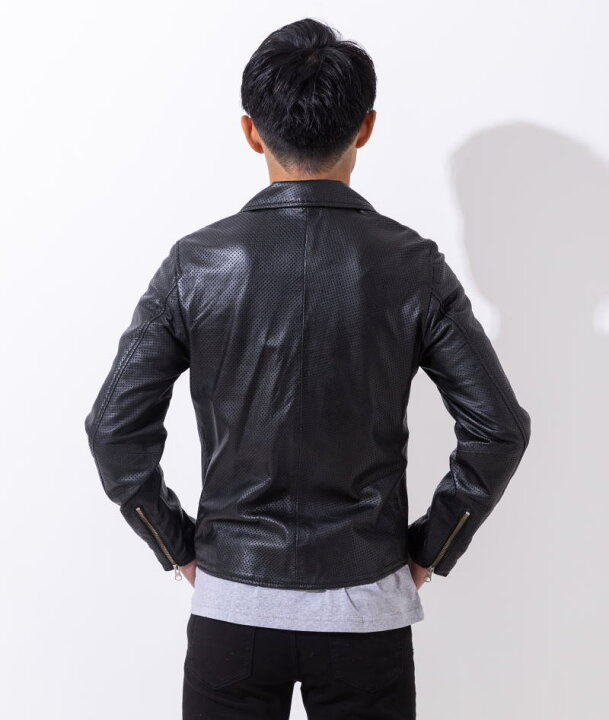 楽天市場】Freedom 革ジャン メンズ 本革 メッシュレザー パンチング 