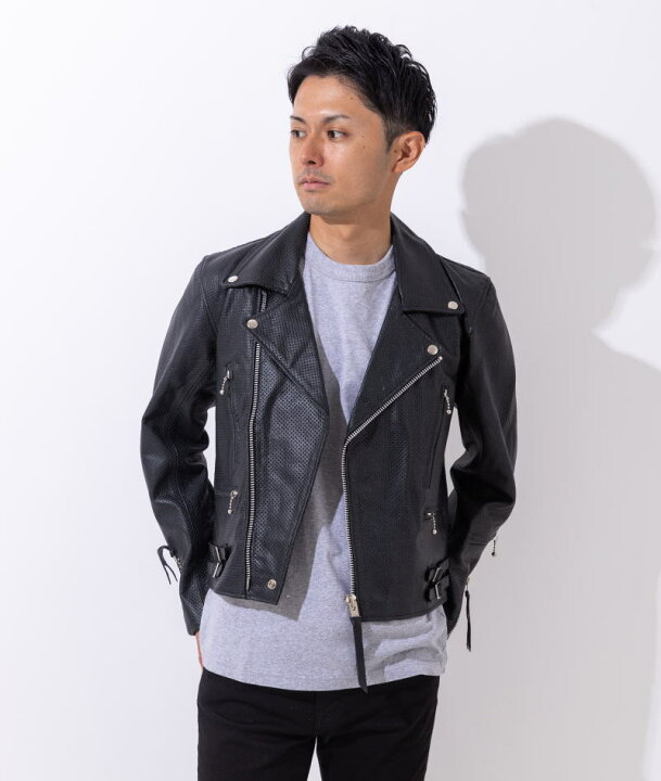 楽天市場】メッシュレザー レザージャケット メンズ パンチング 大きい 