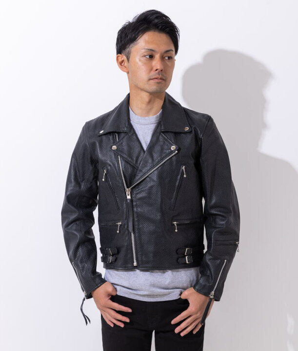 訳あり特価！フルレザークラスト加工ライダースジャケット黒ブラック  