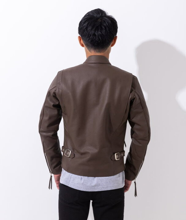 楽天市場】革ジャン メンズ 本革 大きいサイズ シングル ライダース 黒  