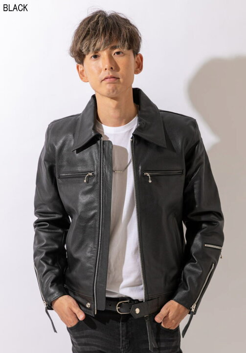 楽天市場】革ジャン メンズ 本革 シングルライダースジャケット UK 