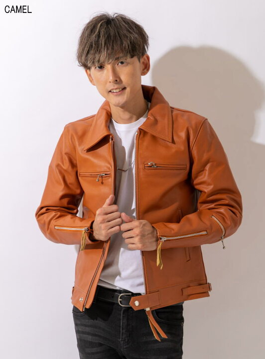 楽天市場】革ジャン メンズ 本革 シングルライダースジャケット UK  