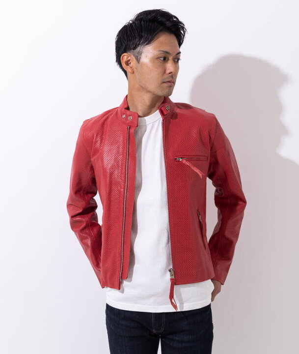 楽天市場】革ジャン メッシュレザー メンズ 本革 シングルライダース  