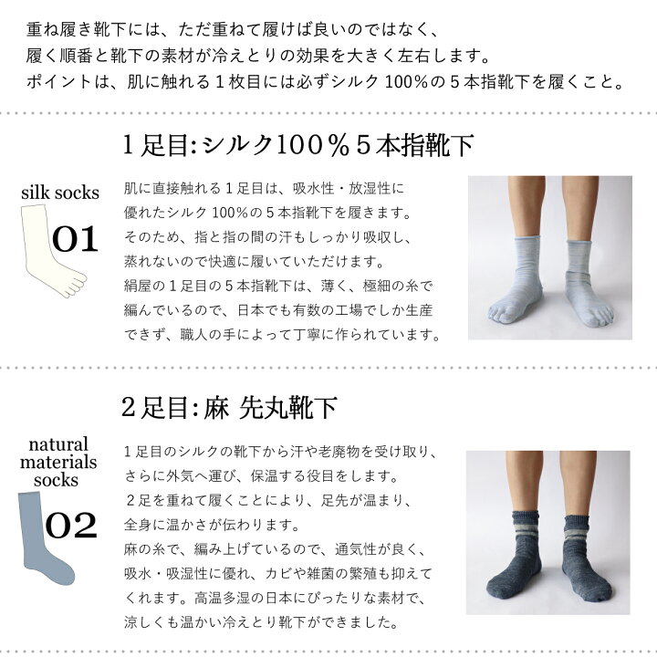 楽天市場 靴下 重ね履き 2足セット メンズ 男性用 くつした ソックス 冷え取り 絹 麻 絹屋 日本製 ギフト プレゼント ｄａｉｇｏ ダイゴ