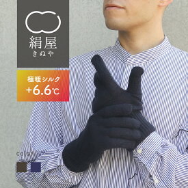 手袋2重編み 極暖 シルク メンズ 男性用 アームウォーマー ハンドウォーマー 内側シルク 温活 冷え取り 絹屋 日本製 ギフト プレゼント