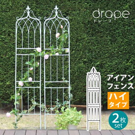 アイアンフェンス200　ハイタイプ　"drape"（ドレープ）2枚組【送料無料　フェンス　アイアン　ガーデンフェンス　枠　柵　仕切り　目隠し　境目　クラシカル　アンティーク　飾る　ベランダ つる　薔薇　バラ　朝顔　園芸　纏う 庭 屋外 diy 簡易 】【ss】