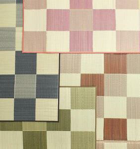 自然素材ラグ 厚みが選べる3タイプ 純国産ブロック柄い草ラグ ウレタンなし 261×261cm【ts】