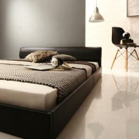 【お買い物マラソン/最大1000円オフクーポン】高級感のある モダンデザインレザーフロアベッド プレミアムボンネルコイルマットレス付き セミダブル【ts】