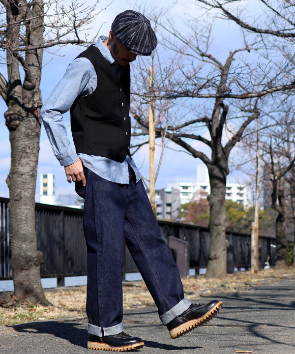 楽天市場】児島ジーンズ 15oz セルビッチ パイプドワイドデニム ジップ 