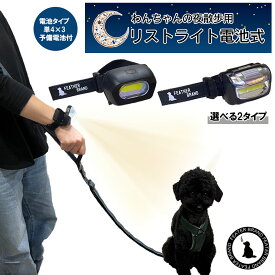 【光るチャームプレゼント】 犬用散歩ライト 夜散歩用 災害時にも役立つ腕ライト 明るい軽量懐中電灯 コンパクトタイプ お散歩グッズ リストライト電池式 120ルーメン 予備電池 専用ケース付き 送料無料 防災グッズ キャンプ用品 災害グッズ フェザーストア