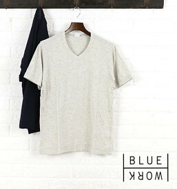 【4/20限定ポイント10倍】ブルーワーク Blue Work コットン 半袖 Vネック Tシャツ outlet ・54-11-61-11702-0171601(メール便可能商品)[M便 5/5](メンズ)(トップス)