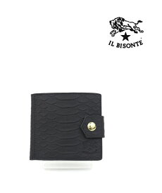 IL BISONTE(イルビゾンテ)日本限定 レザー パイソン柄型押し 二つ折り財布 ミニウォレット・54222310841-0062202(メンズ)(レディース)
