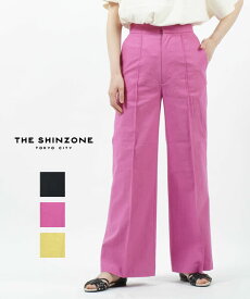 【20%OFF】ザ シンゾーン パンツ センタープレスパンツ THE SHINZONE コットンリネン センタークリース フレアパンツ LINEN COMMON PANTS S M L ブラック ・22MMSPA07-4432201(レディース)