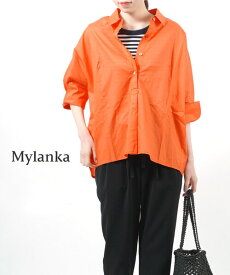 ミランカ MyLanka ブラウス シャツ トップス コットン 綿 オレンジ きれいめ カジュアル ドルマン 通勤 大人 日本製 outlet ・M13205-0041801(レディース)(クーポン対象外)