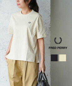 【5/27 1:59までポイント10倍】【2024年春夏新作】フレッドペリー FRED PERRY Tシャツ カットソー 半袖 トップス クルーネック ドッキング 異素材 切替え スリット フィッシュテール おしゃれ・G7140-3872401(レディース)