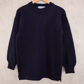 VINTAGE Guernsey Sweater Navy ガンジーセーター ネイビー ウール 【古着】 【ヴィンテージ】 【中古】 【メンズ店】