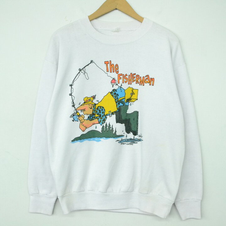 楽天市場 The Fisherman ジョークイラストプリントスウェット ビンテージ ヴィンテージ フィッシング 釣り ホワイト 白 古着 ヴィンテージ 中古 メンズ店 ヴィンテージ 古着屋 通販 Feeet